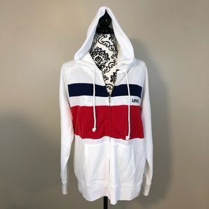 Levi’s hoodie NWT white with blue and red stripes
